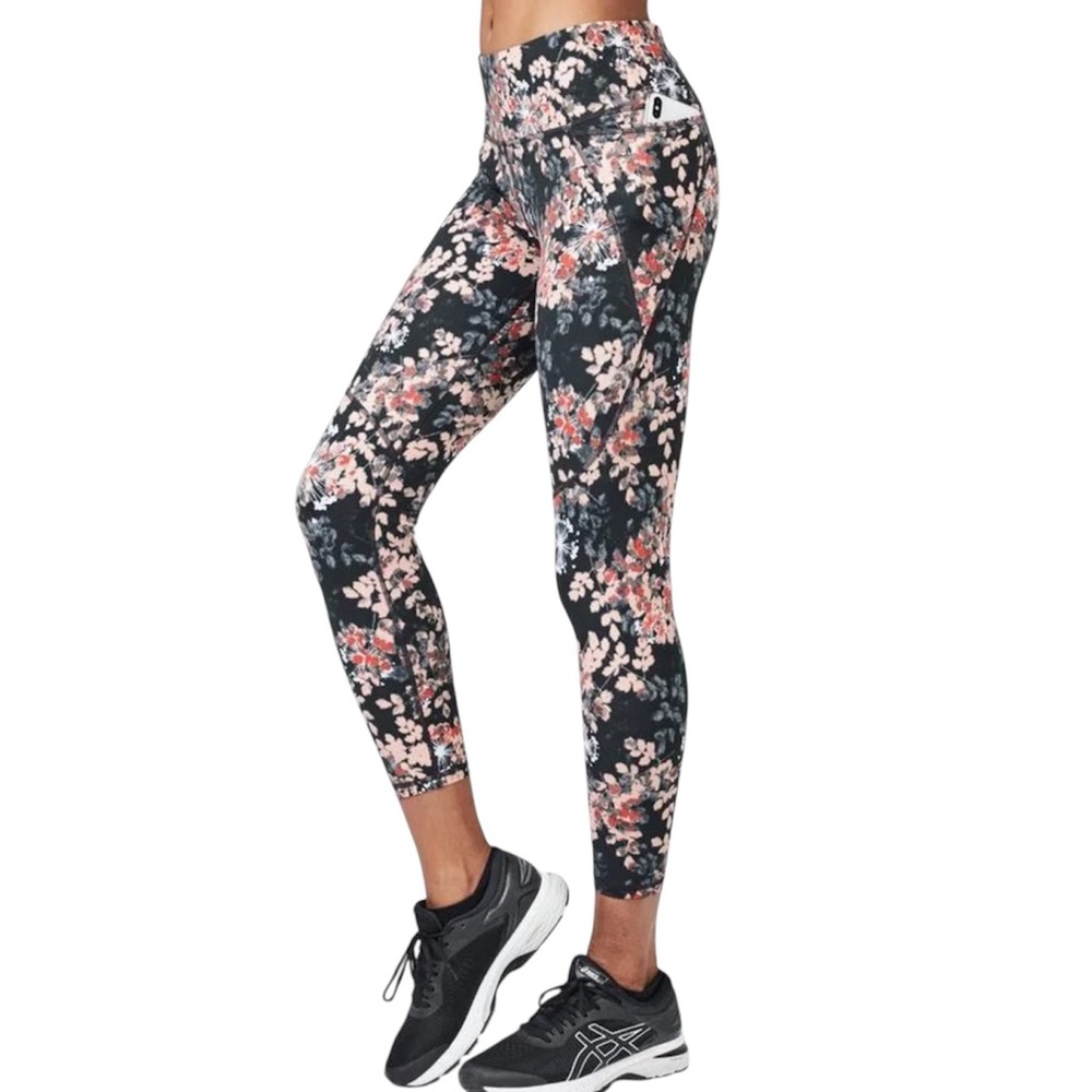 Sweaty Betty Power Leggings 7/8 Floral Pattern Compressive Pocket Size XS Soft